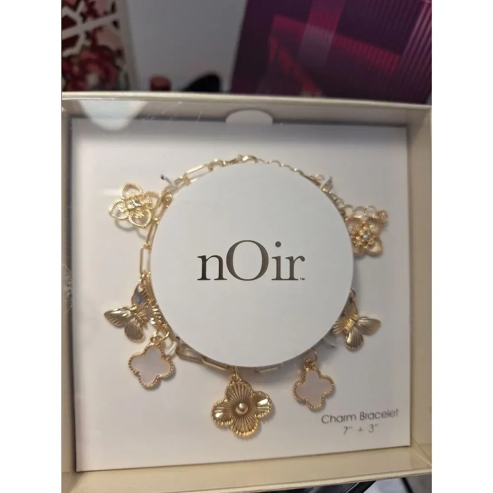 NWT nOir Gold Tone Charm Bracelet